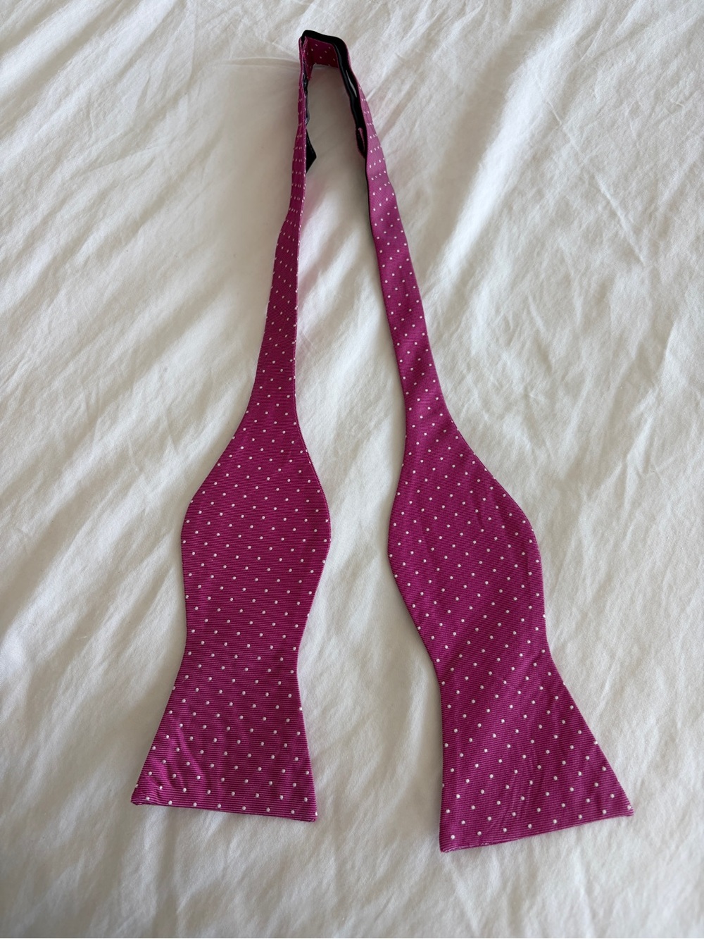 🍀 Tommy Hilfiger Magenta and White Polka Dot Bow Tie - discount shipping.